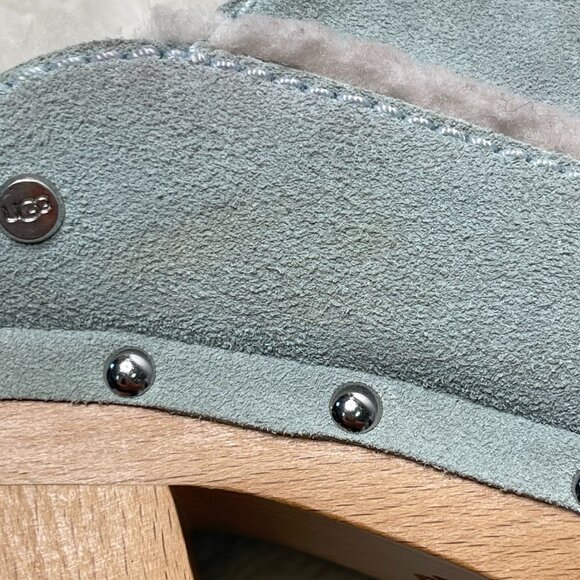 UGG #1112427 Women's Light Blue Aubriana Fur Loafer Heeled Clogs Shoes Size 10 - Picture 9 of 15